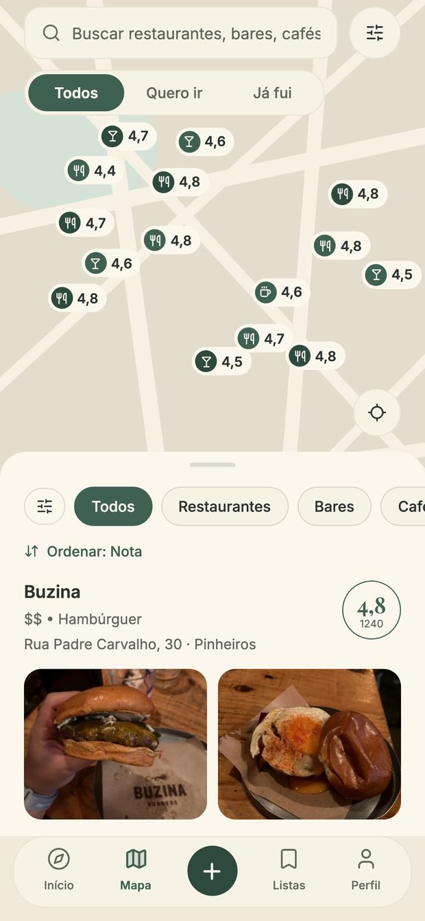 O mapa com os restaurantes de São Paulo